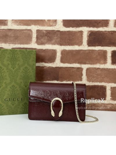 Gucci Dionysus Mini Leather Chain Bag in Burgundy 401231