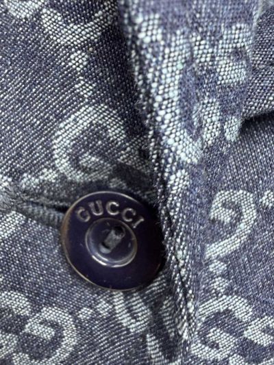 Gucci Double-Breasted Monogram Jacket in Navy