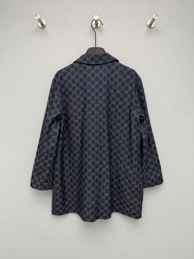 Gucci Double-Breasted Monogram Jacket in Navy