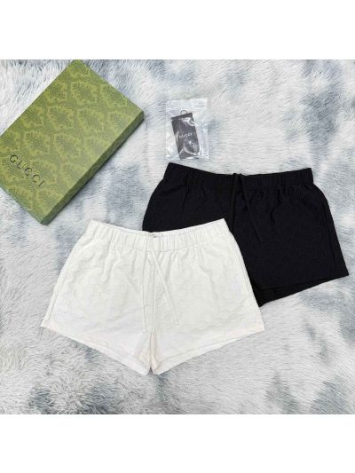 Gucci Drawstring Monogram Pants in White and Black