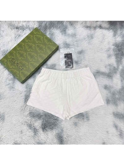 Gucci Drawstring Monogram Pants in White and Black