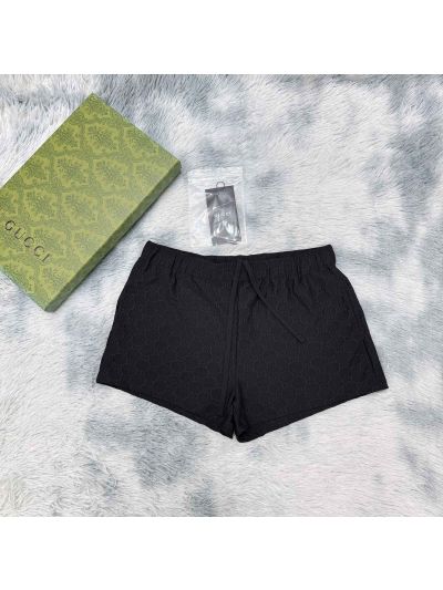Gucci Drawstring Monogram Pants in White and Black