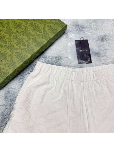 Gucci Drawstring Monogram Pants in White and Black