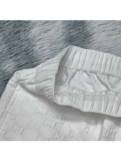 Gucci Drawstring Monogram Pants in White and Black