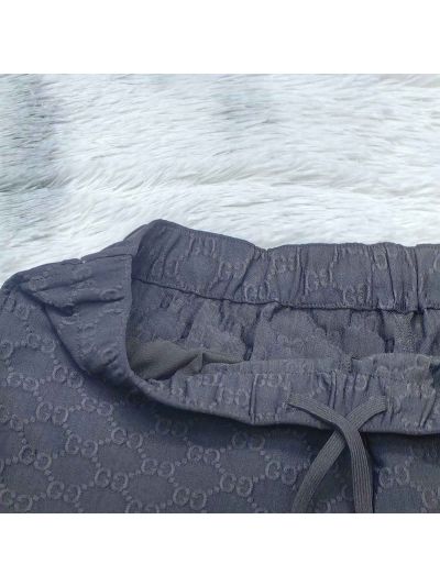 Gucci Drawstring Monogram Pants in White and Black
