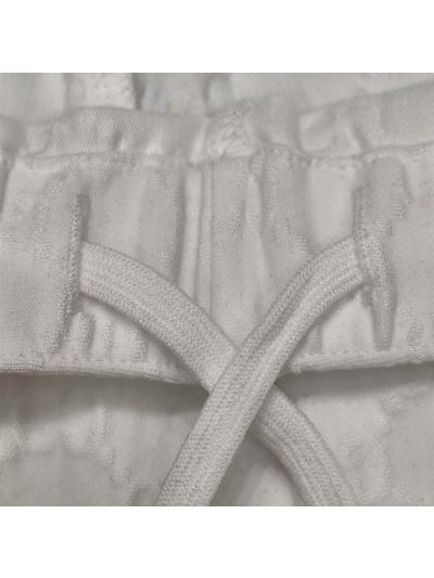Gucci Drawstring Monogram Pants in White and Black