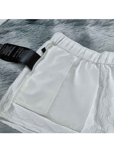 Gucci Drawstring Monogram Pants in White and Black