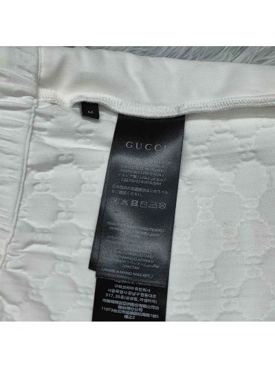 Gucci Drawstring Monogram Pants in White and Black