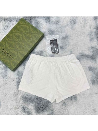 Gucci Drawstring Monogram Pants in White and Black