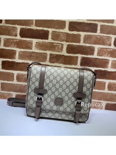 Gucci GG Canvas Messenger Shoulder Bag Beige 658542