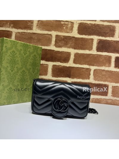 Gucci GG Marmont Belt Bag in Black Chevron Matelasse Leather 699757