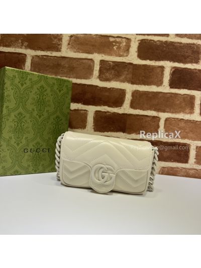 Gucci GG Marmont Belt Bag in White Chevron Matelasse Leather 699757