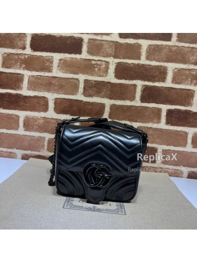Gucci GG Marmont Black Matelasse Leather Shoulder Bag 739681