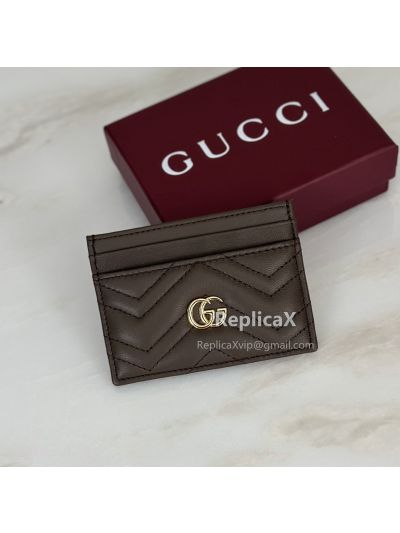 Gucci GG Marmont Card Case in Dark Gray Leather 443127