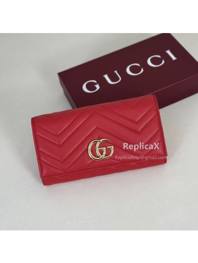 Gucci GG Marmont Continental Wallet Red 443436