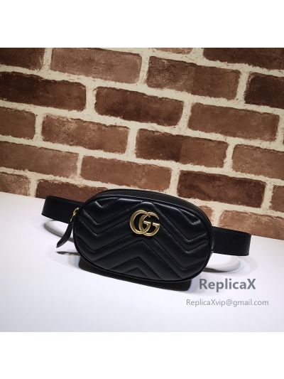 Gucci GG Marmont Matelasse Leather Belt Bag Black 476434