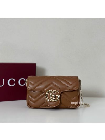 Gucci GG Marmont Matelasse Leather Super Mini Bag Coffee 476433 621065