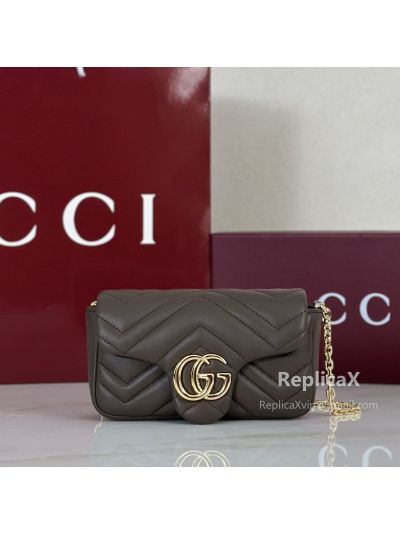 Gucci GG Marmont Matelasse Mini Chain Shoulder Bag in Gray 446744