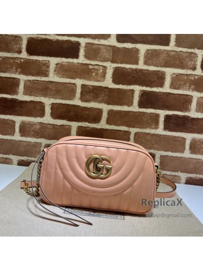 Gucci GG Marmont Matelasse Round Leather Shoulder Bag Peach 447632