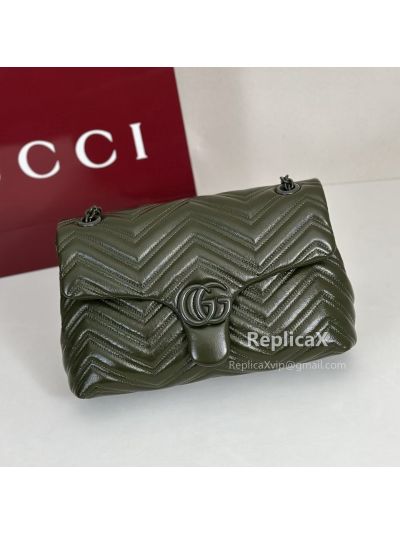 Gucci GG Marmont Medium Matelasse Shoulder Bag Green 443496