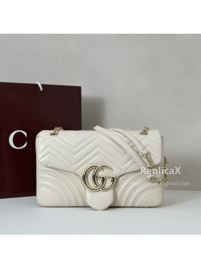 Gucci GG Marmont Medium Matelasse White Shoulder Bag 443496