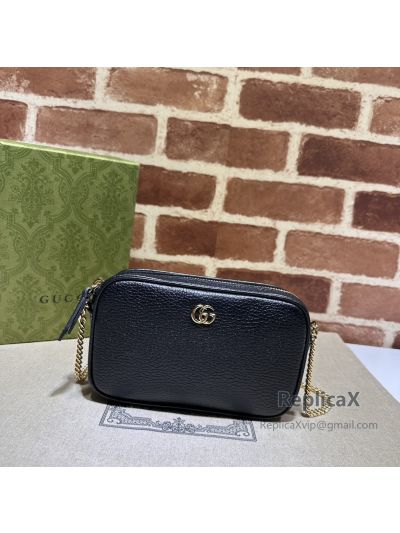 Gucci GG Marmont Mini Black Leather Chain Shoulder Bag 772759 620974