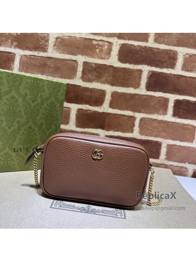Gucci GG Marmont Mini Brown Leather Chain Shoulder Bag 772759 620972