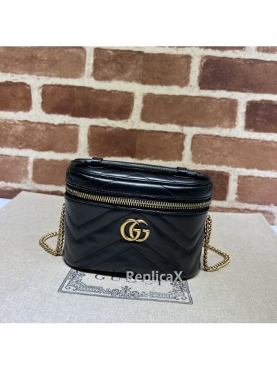 Gucci GG Marmont Mini Top Handle Bag in Black Matelasse Leather 699515