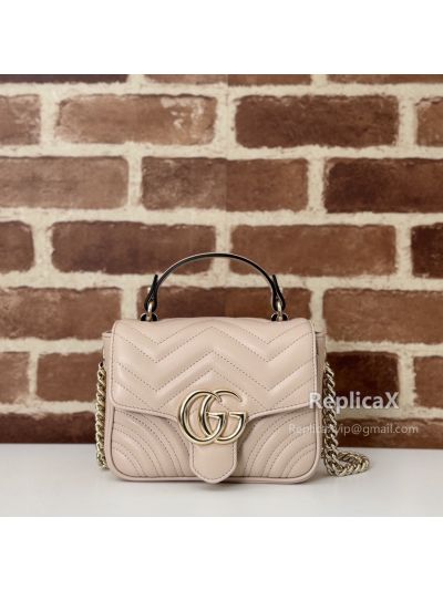 Gucci GG Marmont Mini Top Handle Bag in Nude Matelasse Leather 699515