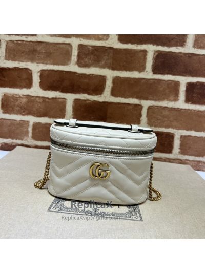 Gucci GG Marmont Mini Top Handle Bag in White Matelasse Leather 699515