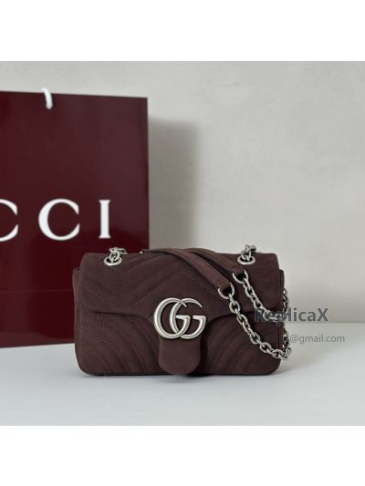 Gucci GG Marmont Small Matelasse Shoulder Bag Brown 447632