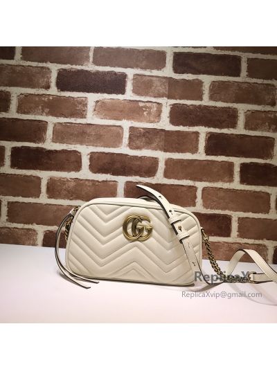 Gucci GG Marmont Small Matelasse Shoulder Bag White 447632