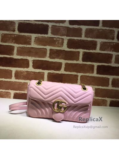 Gucci GG Marmont Small Matelasse Shoulder Pink Bag 443497