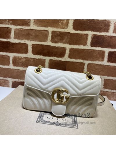 Gucci GG Marmont Small Matelasse Shoulder White Bag 443497 620982