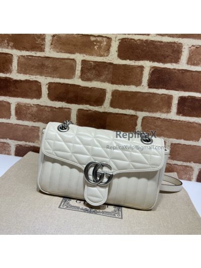 Gucci GG Marmont Small Matelasse Shoulder White Bag 443497 621206