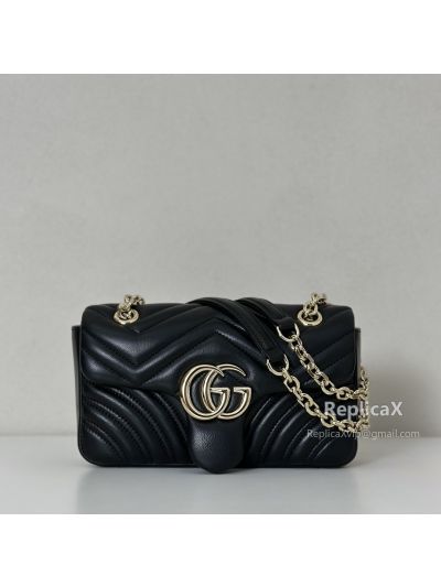 Gucci GG Marmont Small Shoulder Bag in Black Matelasse Leather 443497 620912