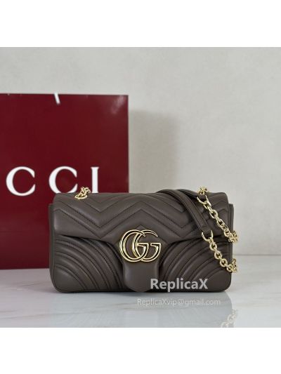 Gucci GG Marmont Small Shoulder Bag in Dark Gray Matelasse Leather 443497