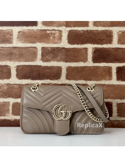 Gucci GG Marmont Small Shoulder Brown Matelasse Leather Bag 443497 620980