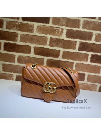 Gucci GG Marmont Small Shoulder Brown Matelasse Leather Bag 443497 621208