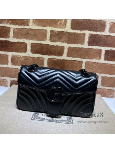 Gucci GG Marmont Small Shoulder So Black Matelasse Leather Bag 443497 621153