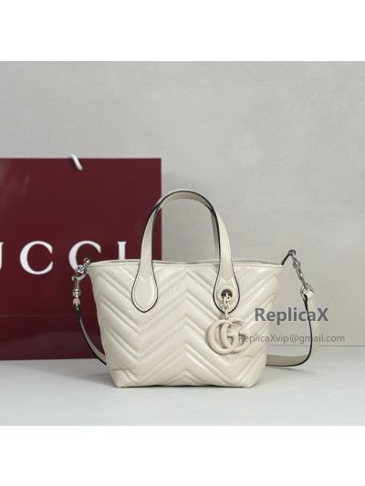 Gucci GG Marmont Small Tote Bag in White Matelasse Leather 681483 620969