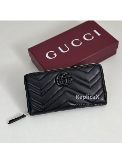 Gucci GG Marmont Zip Around Wallet Black 443123 621189
