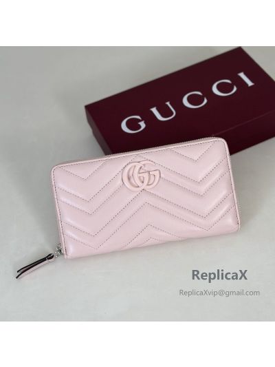 Gucci GG Marmont Zip Around Wallet Pink 443123 620801