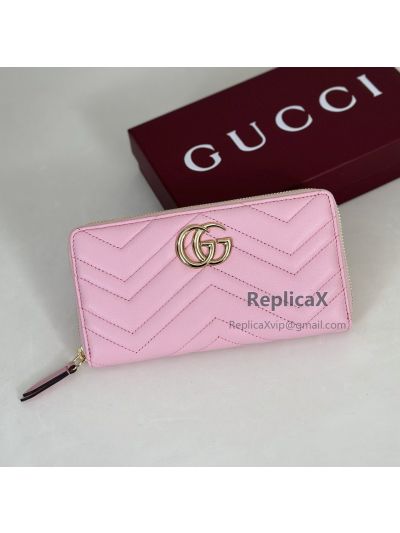 Gucci GG Marmont Zip Around Wallet Pink 443123 620802