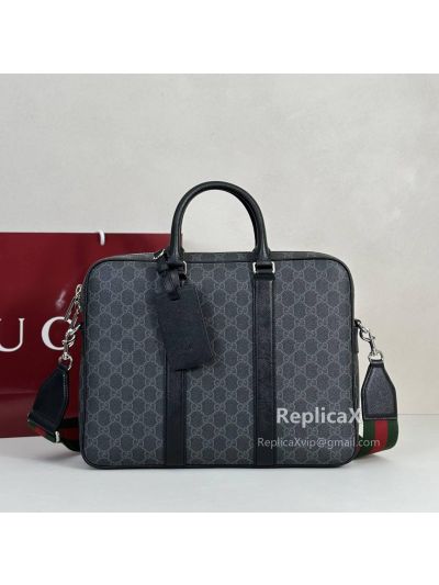 Gucci GG Supreme Briefcase Dark Gray 474135 620926