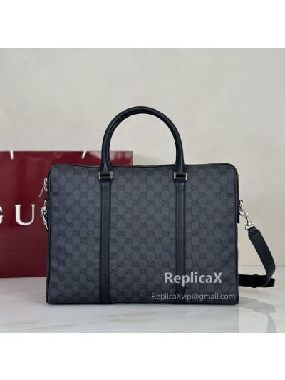 Gucci GG Supreme Briefcase in Dark Gray 474135