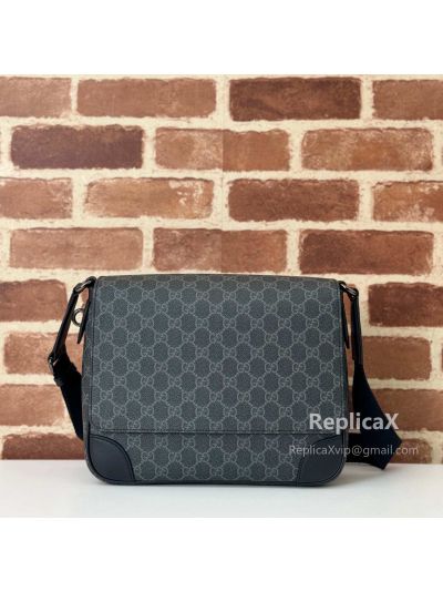 Gucci GG Supreme Flap Messenger Bag Gray 474138 621133