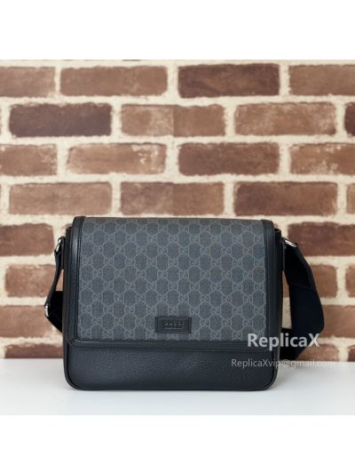 Gucci GG Supreme Flap Messenger Bag Gray 474138 621152