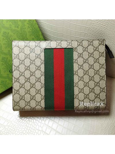 Gucci GG Supreme Web Pouch Gray 475316 621076