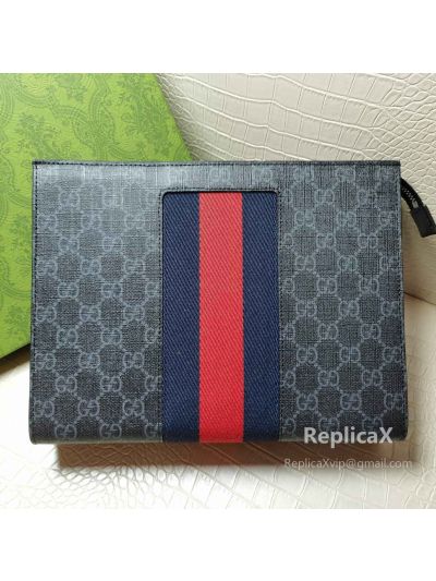 Gucci GG Supreme Web Pouch Gray 475316 621077